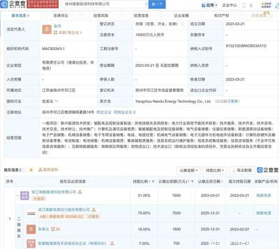 南都電源斥資1.5億元于揚州設立能源科技公司，布局新能源原動設備銷售